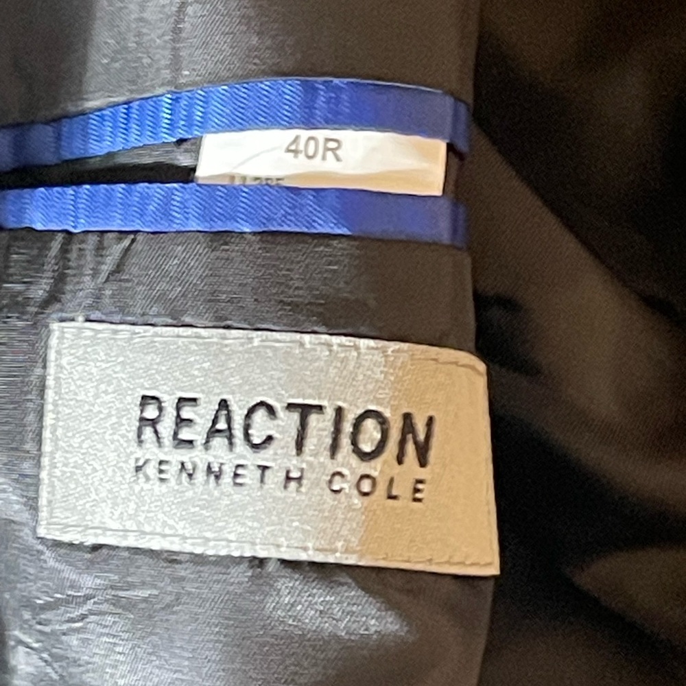 Kenneth Cole Reaction 40R Slim Fit Sportcoat Blue Black Trim Evening Jack - Picture 8 of 9